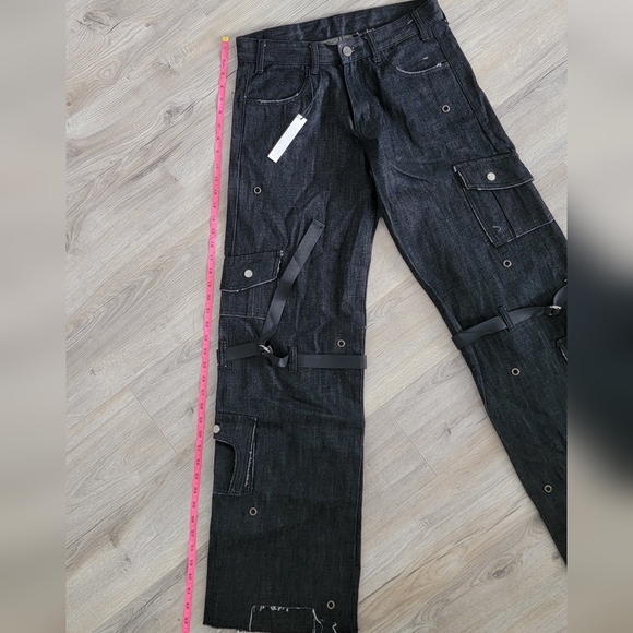 FAIT PAR LUI Les Demons Portent - Unisex Black Cargo Pants sz 30 - Picture 11 of 11